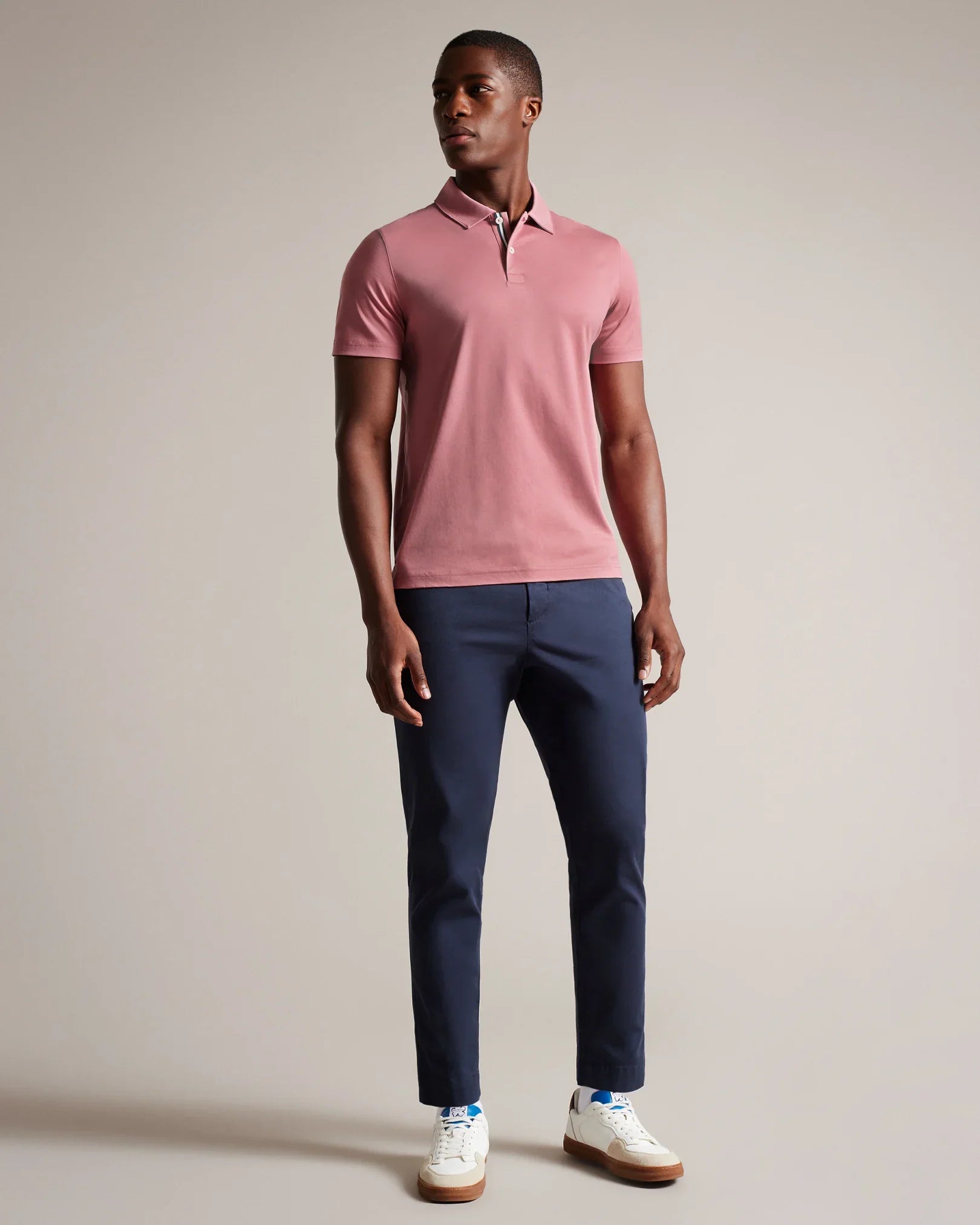 Katoenen slim fit polo shirt heren donkerblauw – Lars