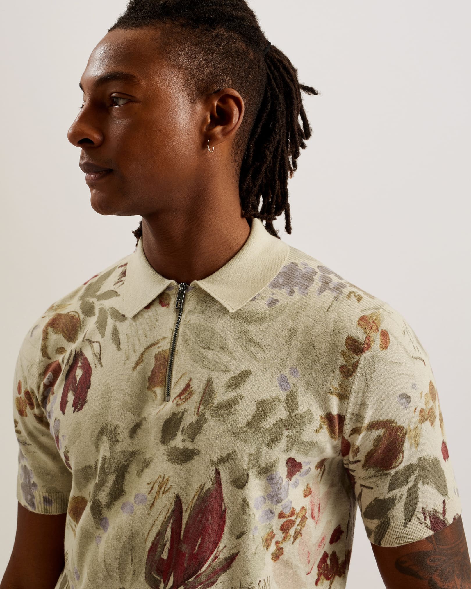 Bloemenprint Polo Shirt van Katoen-Zijde voor Heren - Tim