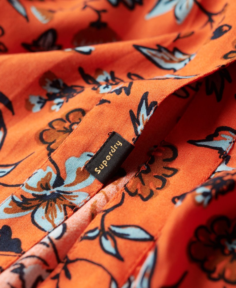 V-hals midi jurk met bloemenprint en plooien – Lisa