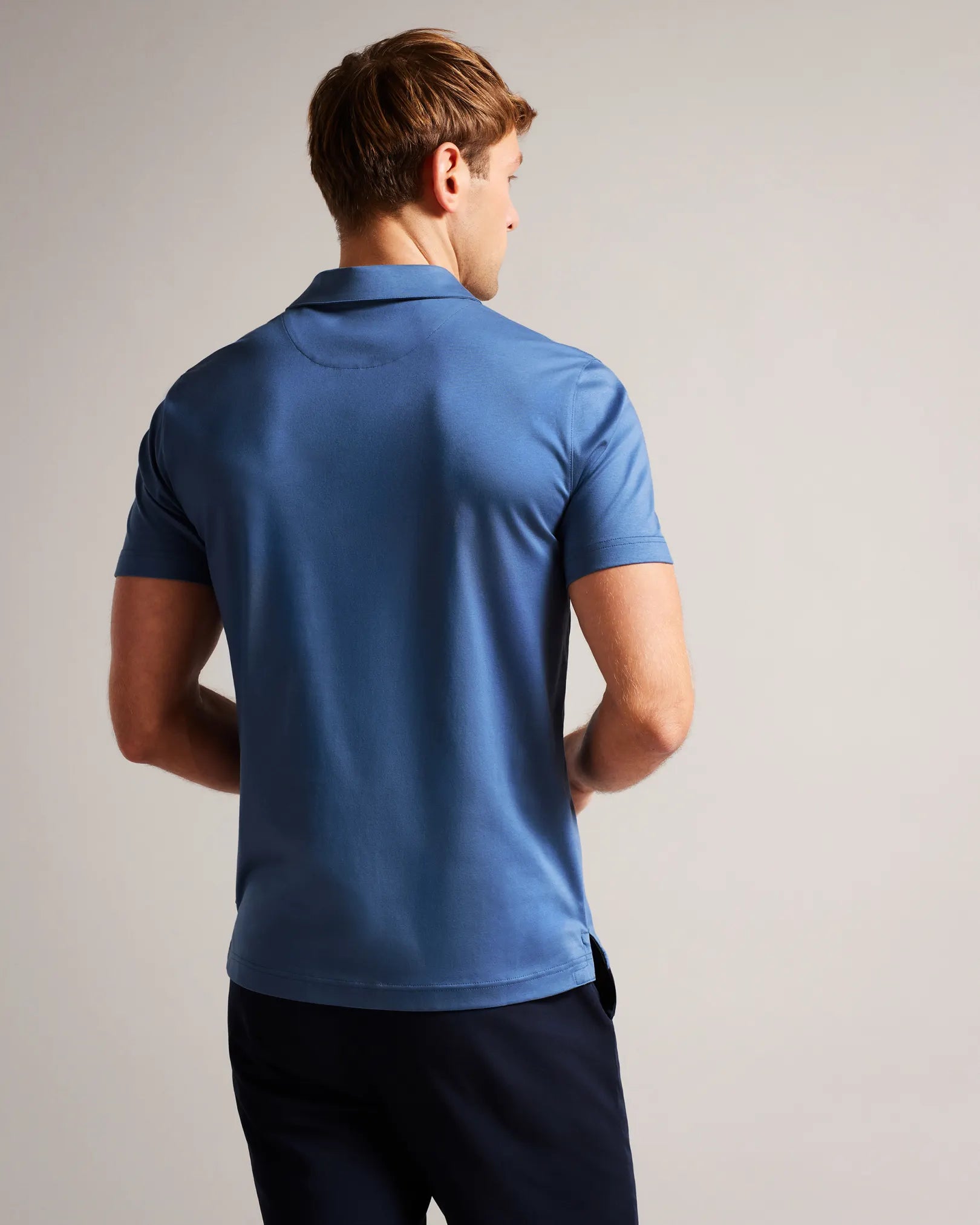 Katoenen slim fit polo shirt heren donkerblauw – Lars
