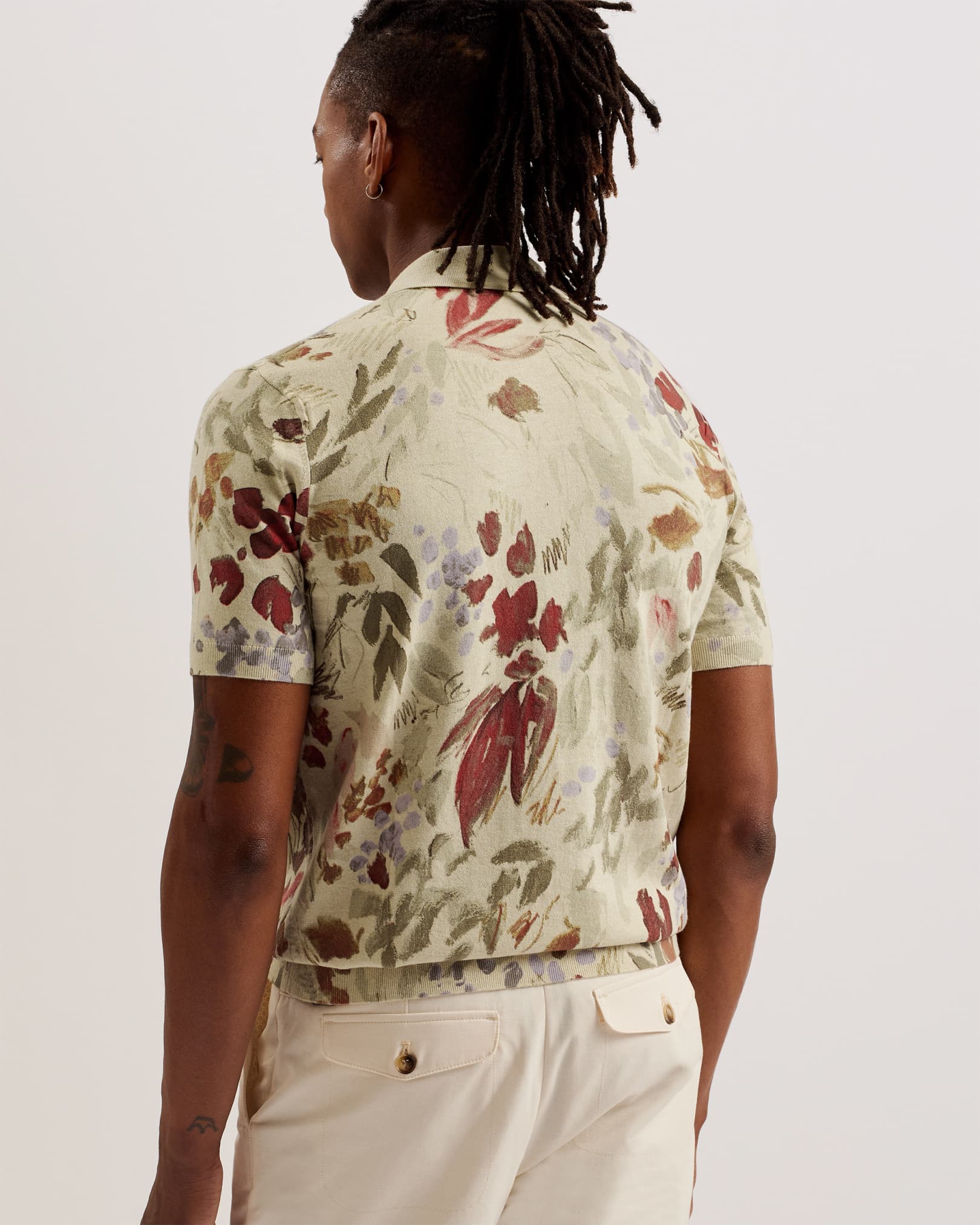 Bloemenprint Polo Shirt van Katoen-Zijde voor Heren - Tim