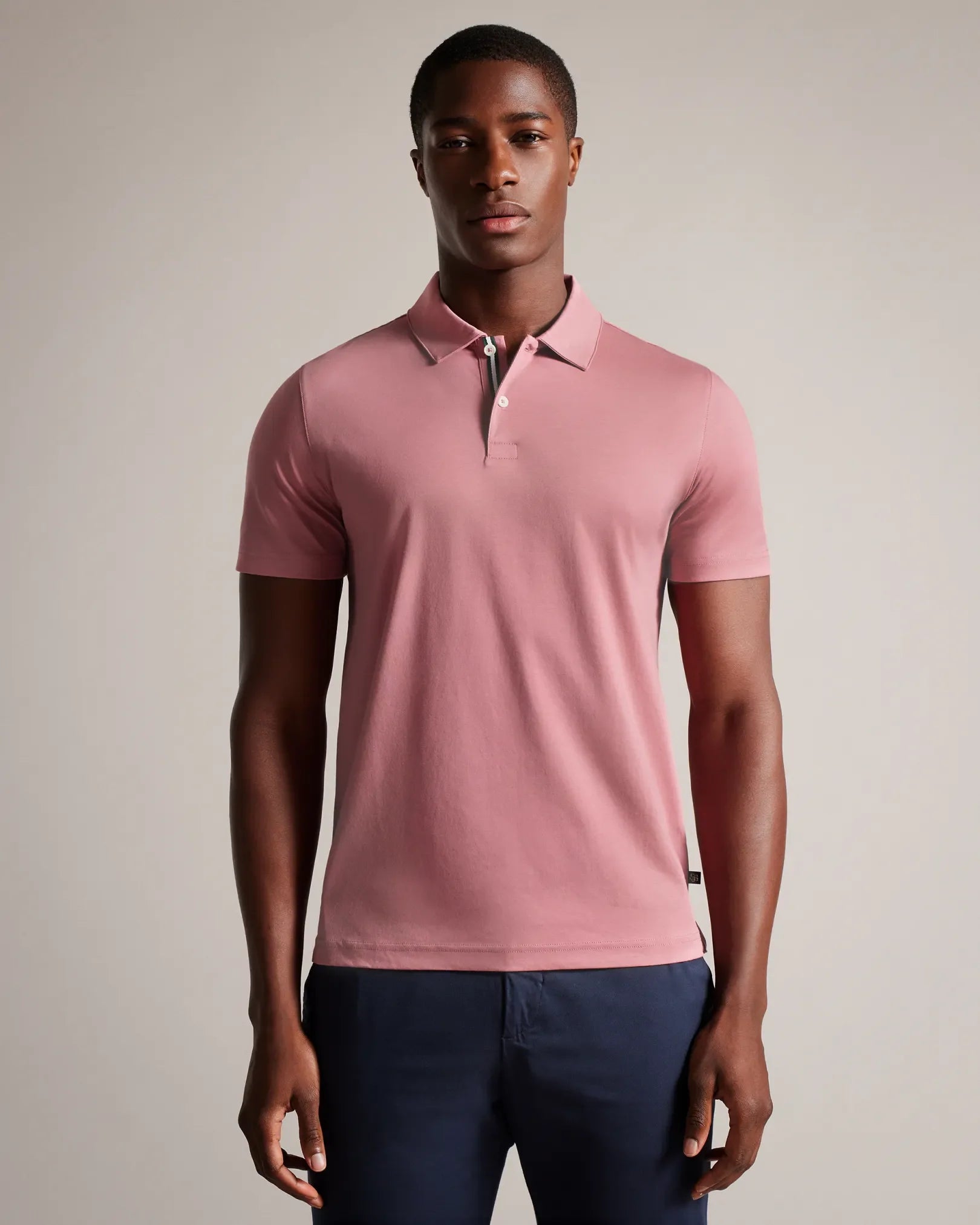 Katoenen slim fit polo shirt heren donkerblauw – Lars