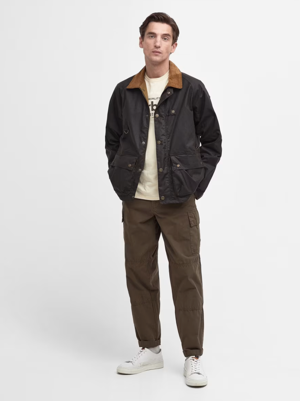 Gewaxte Katoenen Jas met Corduroy Kraag – Tim